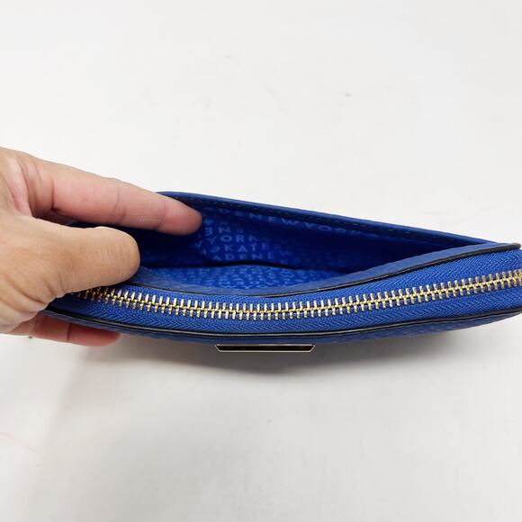 Kate Spade Orbital Blue Elsie Street Snake Embossed Leather Neda Zip Wallet - Picture 7 of 15